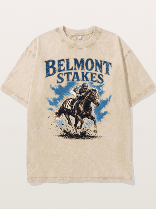 Belmont Stakes Mud Splash Poster Washed T-shirt