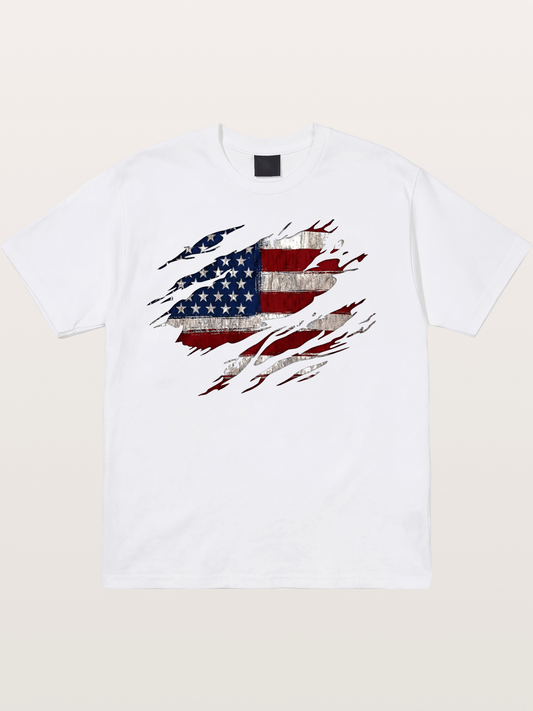 Eagle Claw Retro American Flag Cotton T-shirt