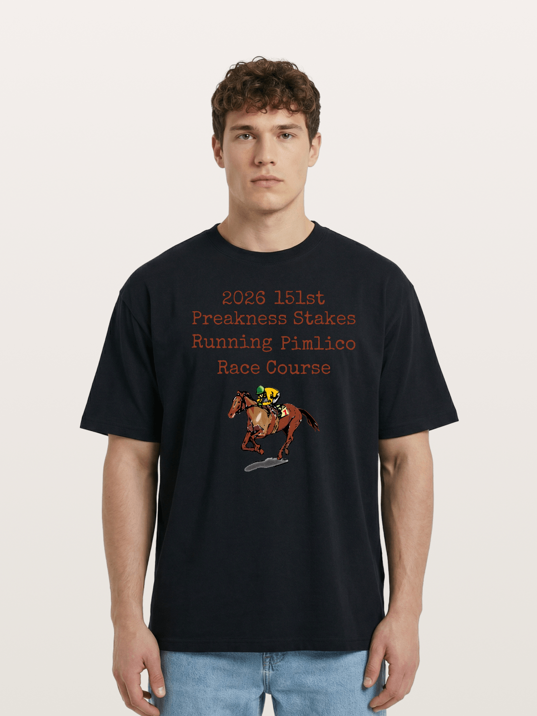 151st Preakness Yellow Silks Horse Cotton T-shirt
