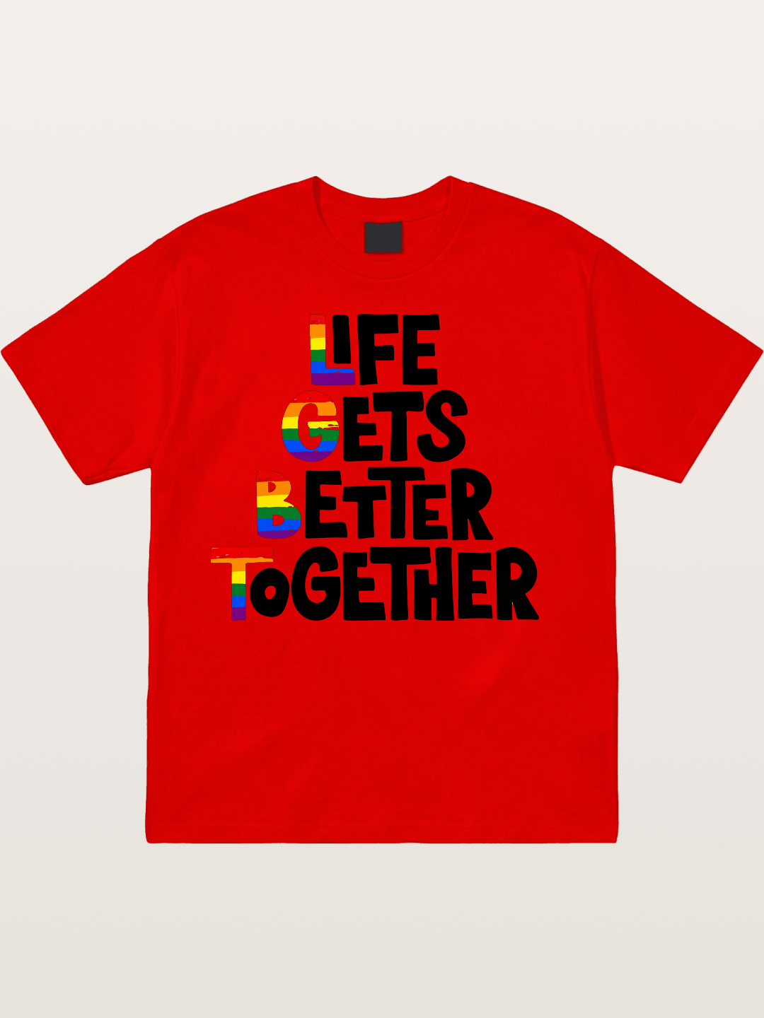 Together Pride Rainbow Quote Art Cotton T-shirt