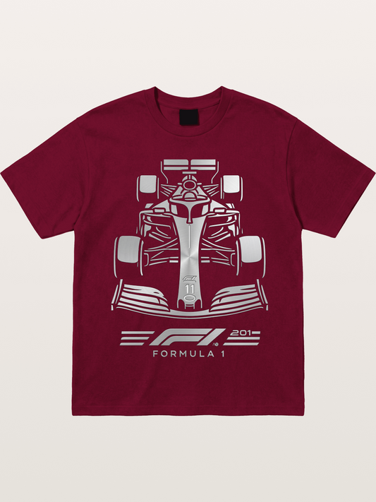 Silver F1 Car Line Art Print Gildan T-shirt