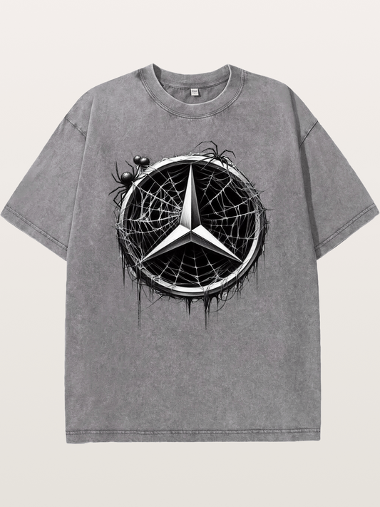 Mercedes Spider Web Logo Art Washed T-shirt