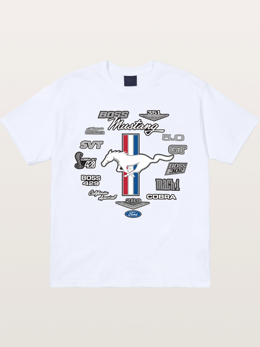 Ford Mustang Generations Badge Collection Gildan T-shirt