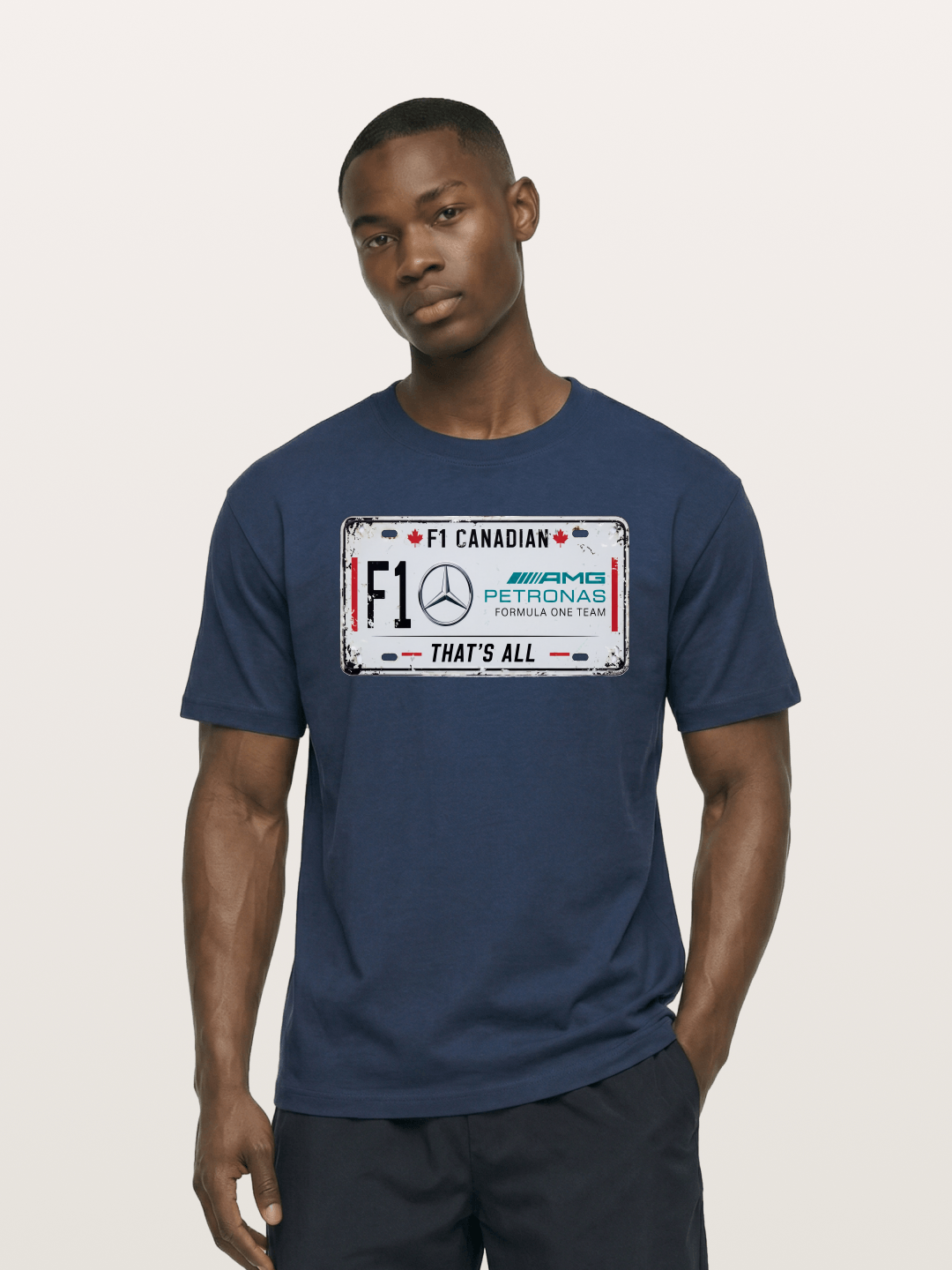 Mercedes F1 License Plate Print Cotton T-shirt