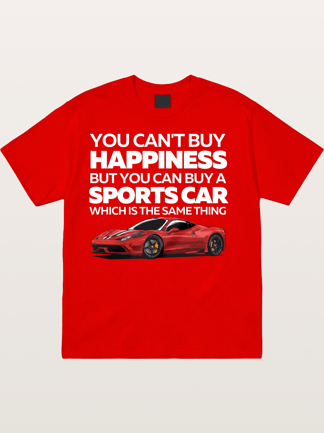 Sports Car Happiness Quote Red Ferrari Cotton T-shirt