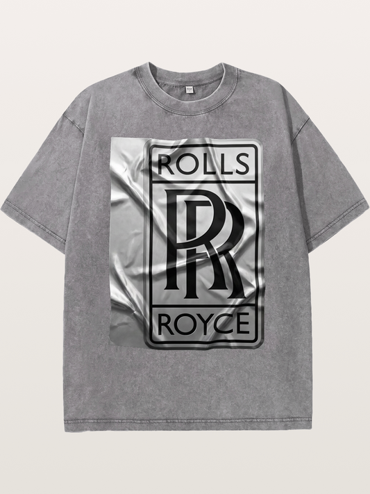Silk Texture RR Logo Design Washed T-shirt