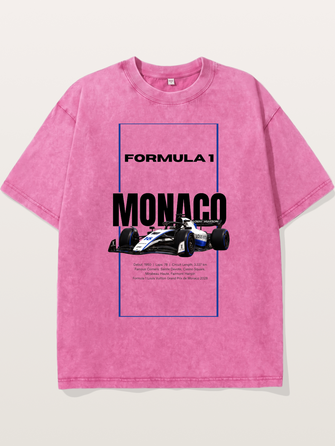 Monaco F1 LV Blue Border Print Washed T-shirt