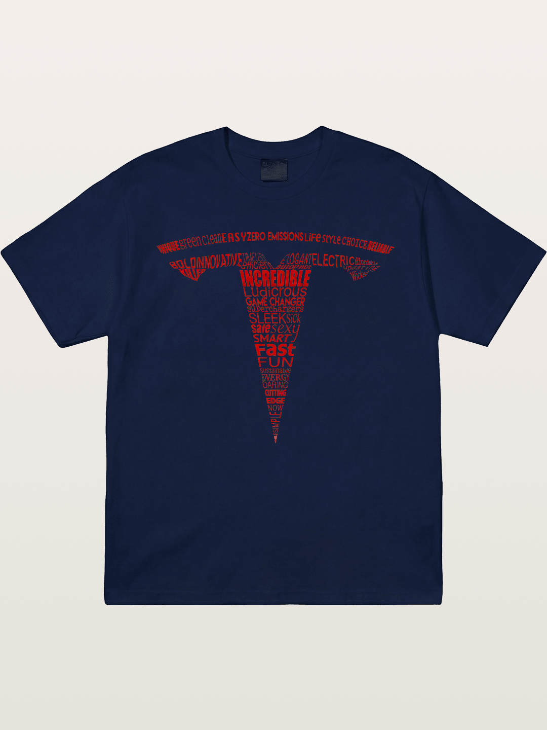 Tesla Word Cloud Heart Print Gildan T-shirt