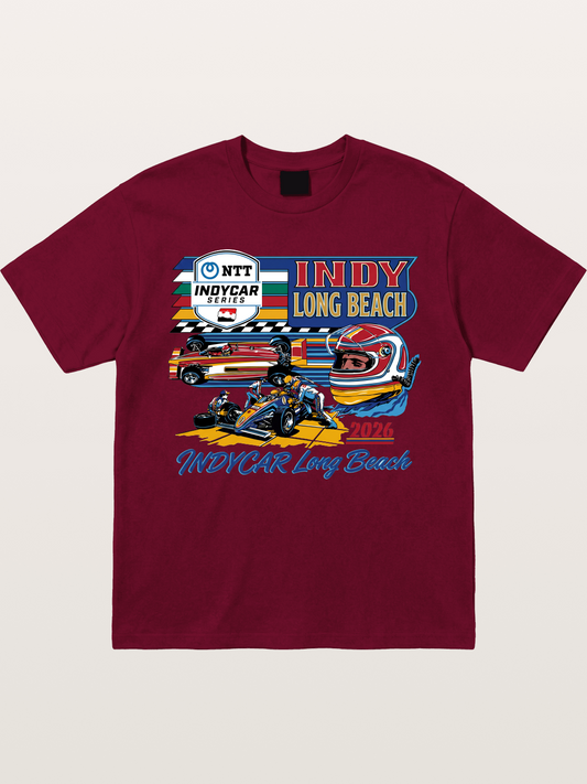 IndyCar Long Beach Vintage Art Gildan T-shirt
