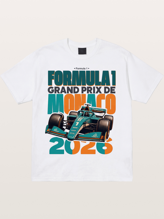 Teal Orange Monaco F1 Poster Cotton T-shirt---