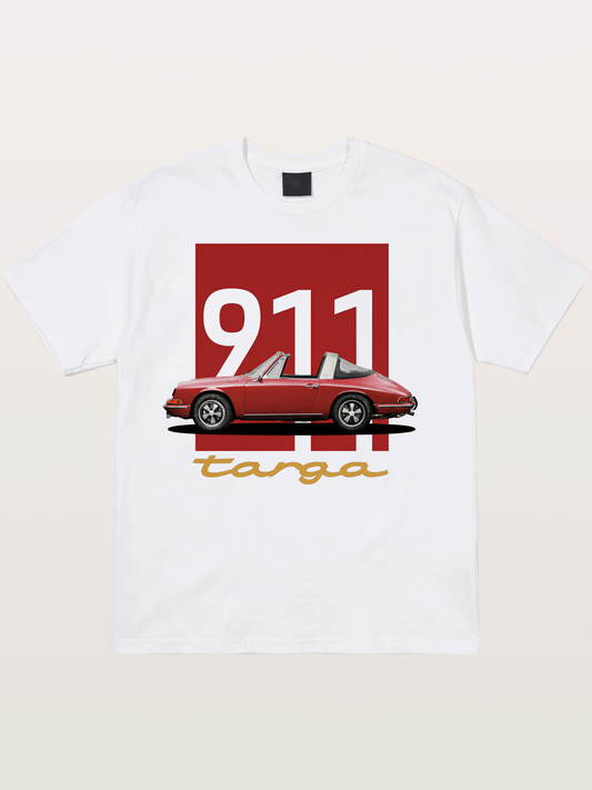 911 Targa Red Vintage Print Cotton T-shirt