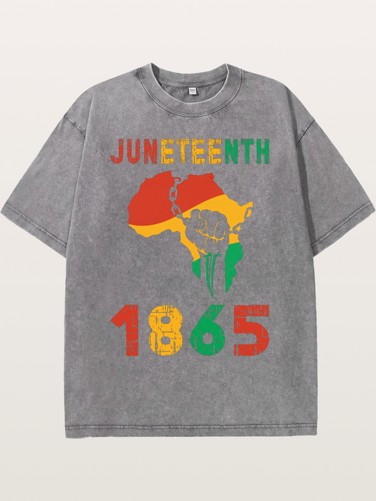 Juneteenth 1865 Africa Freedom Fist Washed T-shirt