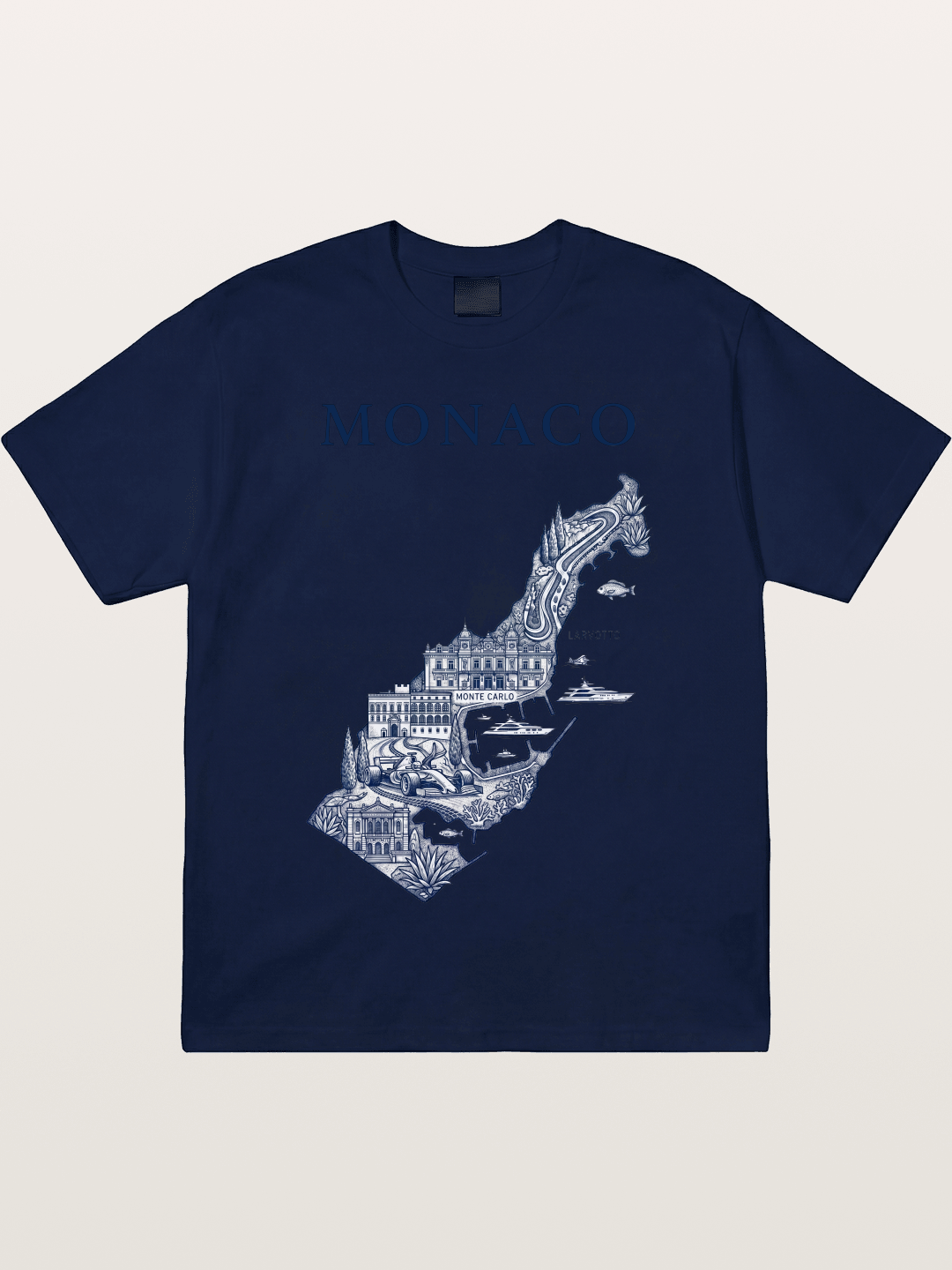 Monaco National Map Circuit Illustration Gildan T-shirt