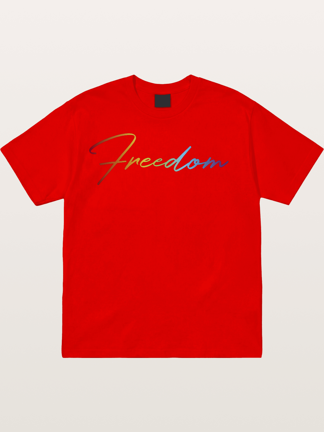 Freedom Rainbow Gradient Script Text Cotton T-shirt