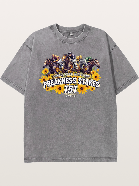 Preakness 151 Sunflower Racing Art Washed T-shirt
