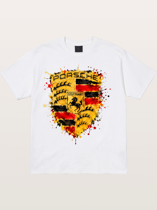 Porsche Splash Crest Design Cotton T-shirt