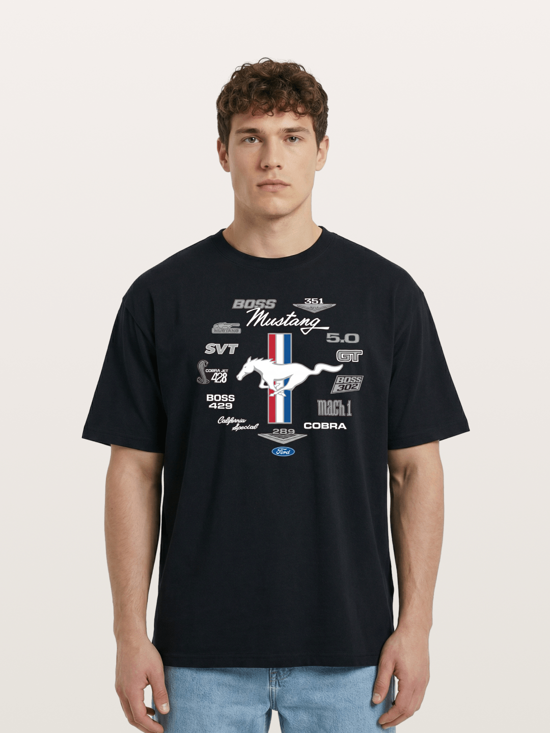 Ford Mustang Generations Badge Collection Cotton T-shirt