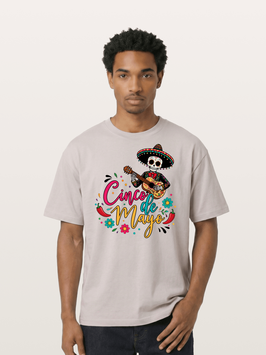 Cinco De Mayo Sugar Skull Graphic Cotton T-shirt