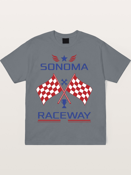 Sonoma Raceway Checkered Flag Crest Cotton T-shirt