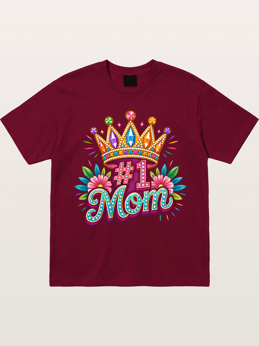 #1 Mom Crown Floral Graphic Gildan T-shirt