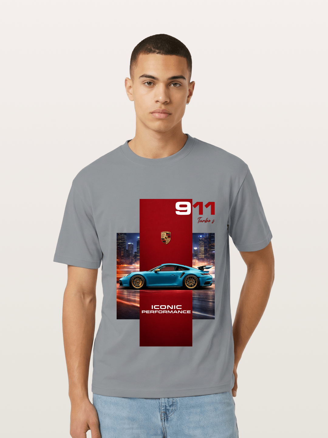 Porsche 911 Turbo S Blue Iconic Gildan T-shirt