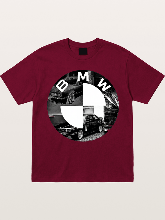BMW Black White Photo Collage Logo Gildan T-shirt