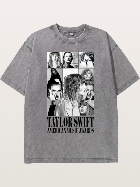 Taylor Swift AMA Collage Print Washed T-shirt