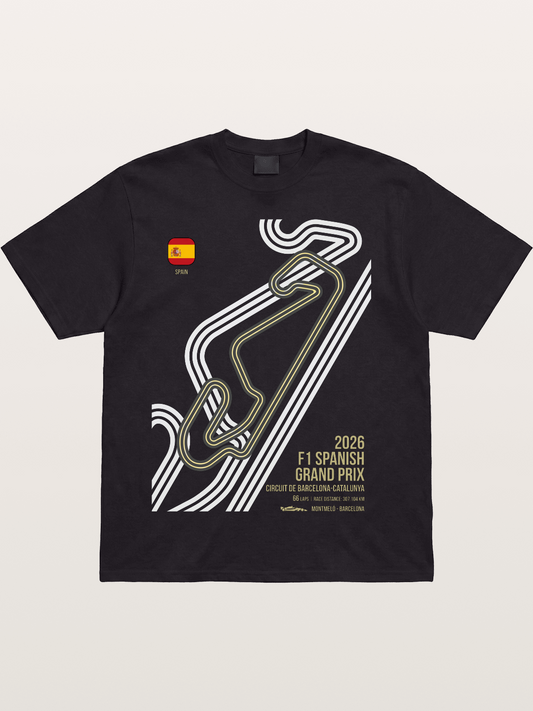 Spanish F1 Catalunya Circuit Layout Cotton T-shirt