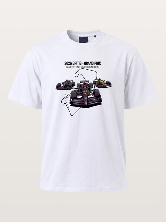 F1 Cars Silverstone Track Overlay Cotton T-shirt
