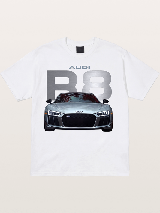 Audi R8 Silver Supercar Front Cotton T-shirt