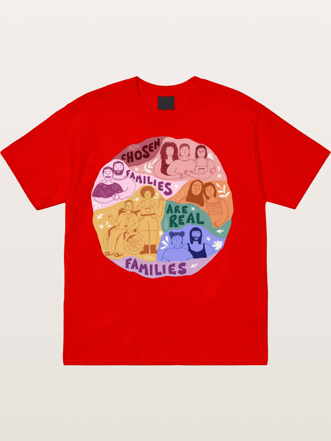 Chosen Families Pride Circle Illustration Cotton T-shirt
