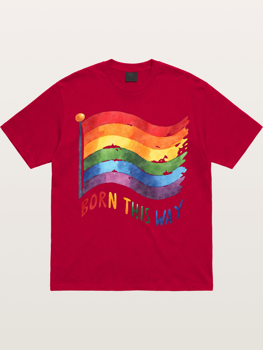 Born This Way Watercolor Rainbow Flag Gildan T-shirt