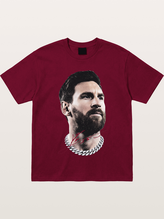 Messi Black White Signature Portrait Gildan T-shirt