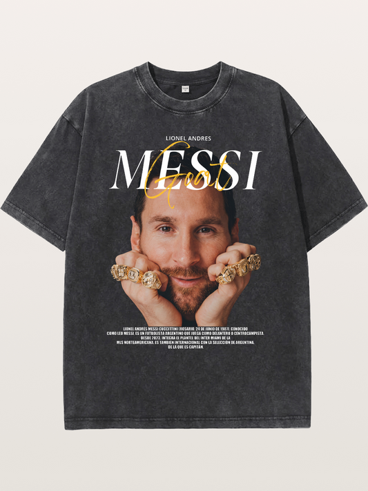 Messi GOAT Champion Rings Washed T-shirt