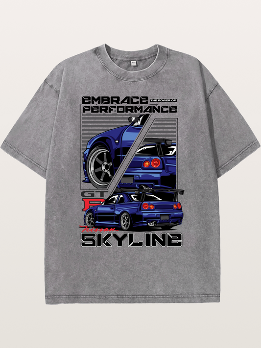 Nissan Skyline GT-R R34 Split View Washed T-shirt