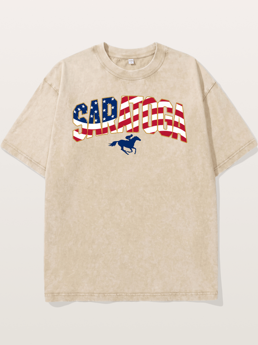 Saratoga Horse Racing American Colors Washed T-shirt