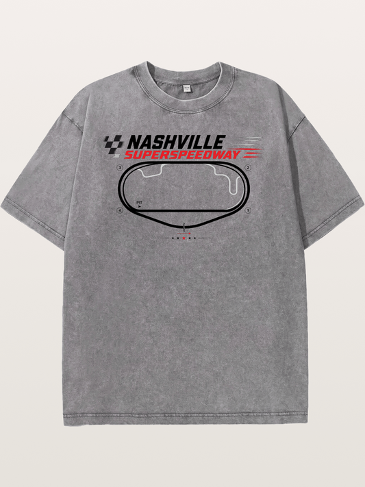 Nashville Superspeedway Oval Layout Washed T-shirt