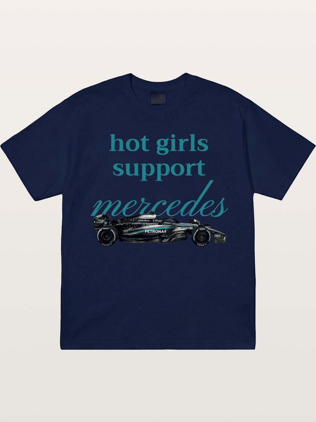 Mercedes F1 Racing Text Print Gildan T-shirt
