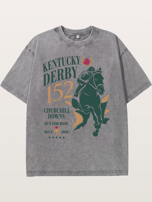 Churchill Downs Derby Silhouette Art Washed T-shirt