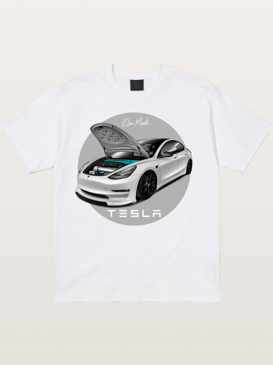 Tesla Model 3 Elon Musk Art Cotton T-shirt