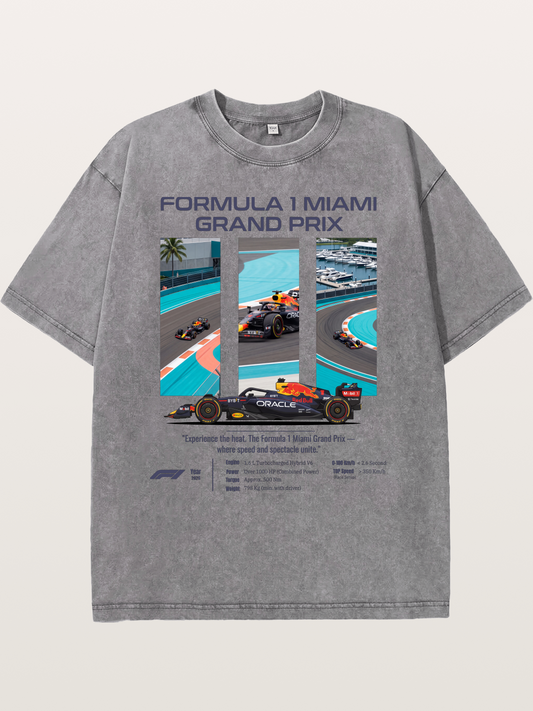 Miami Red Bull Race Art Washed T-shirt