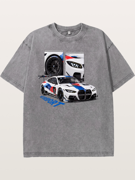 BMW M4 GT Race Car Collage Washed T-shirt