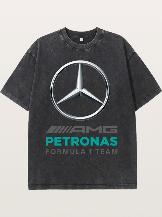 F1 Mercedes Petronas Team Logo Washed T-shirt