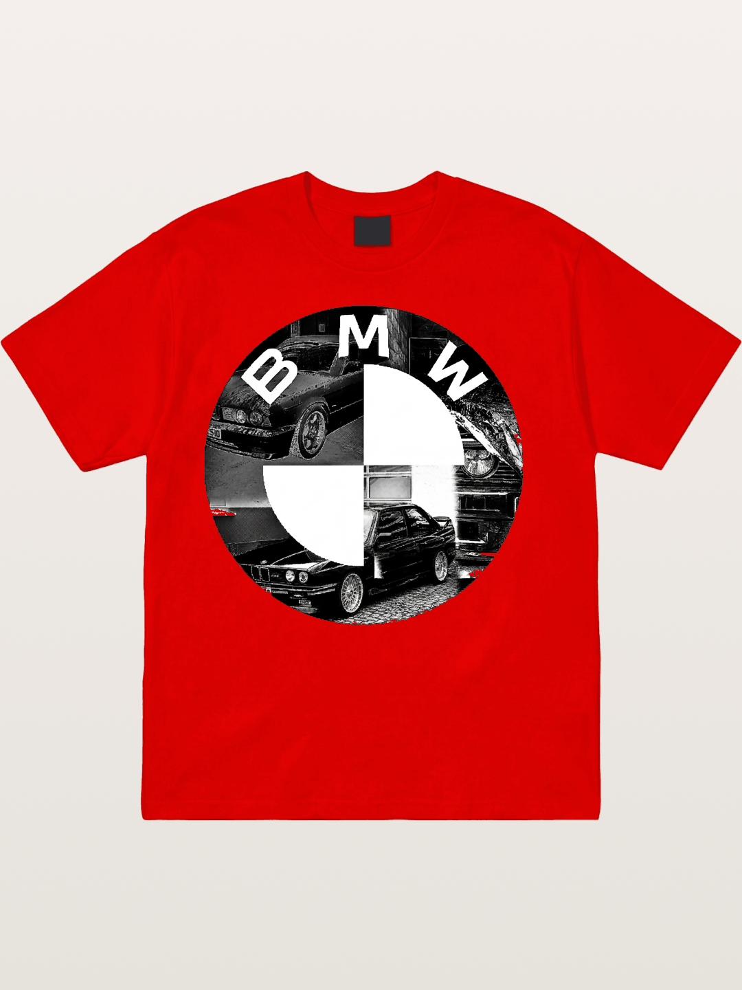 BMW Black White Photo Collage Logo Cotton T-shirt