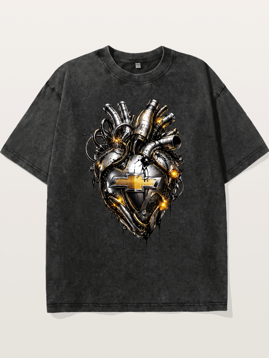 Chevrolet Engine Heart Graphic Washed T-shirt