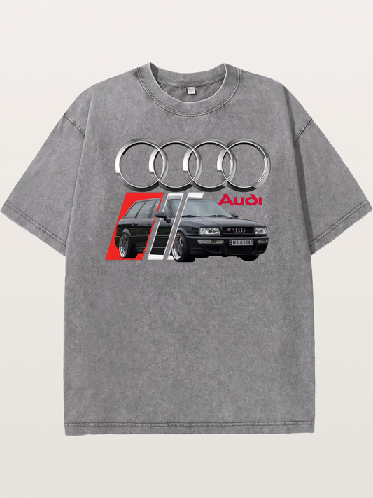 Audi Classic Car With Four Rings Washed T-shirt