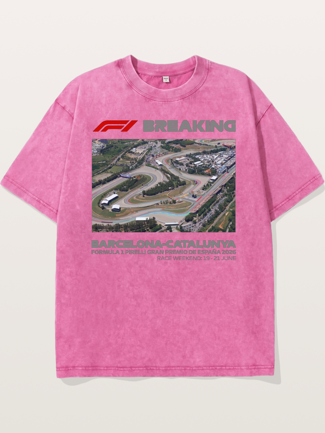 Barcelona Catalunya Track Aerial View Washed T-shirt
