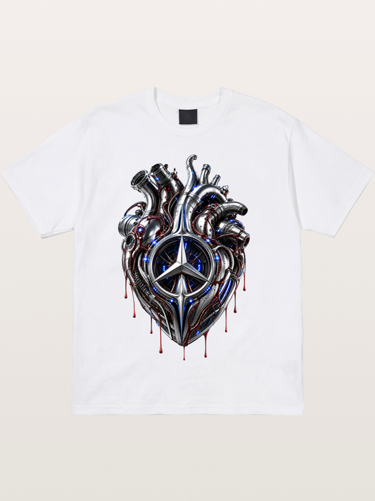 Mercedes Cyborg Heart Print Cotton T-shirt