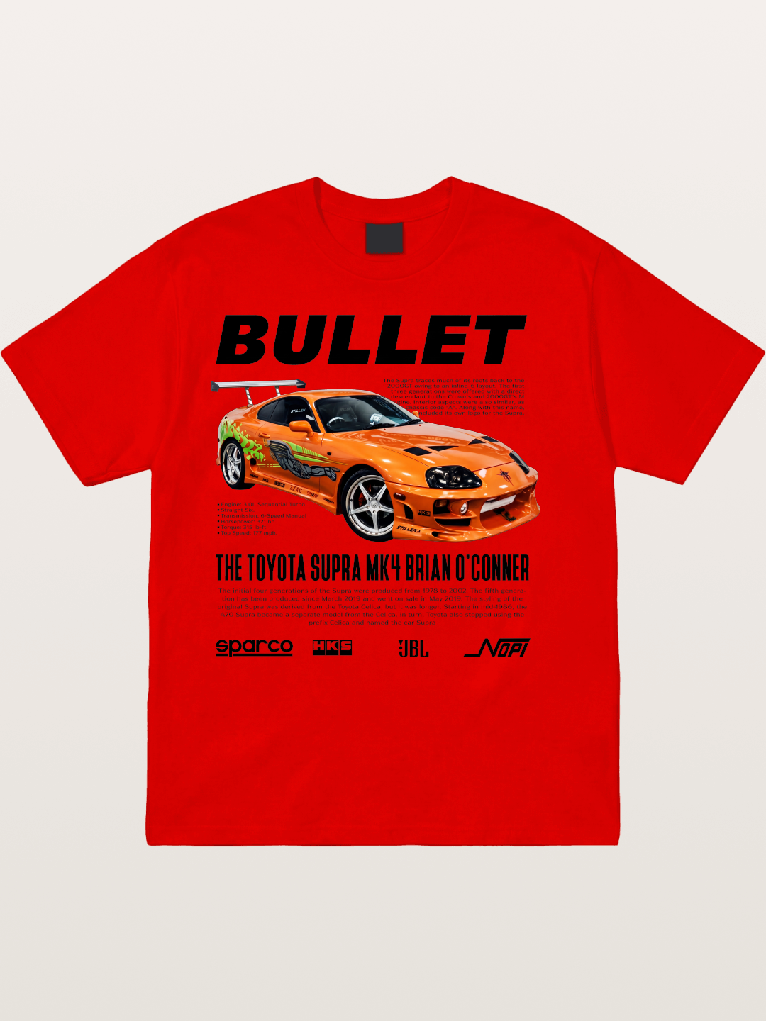 Toyota Supra Fast Furious Print Cotton T-shirt
