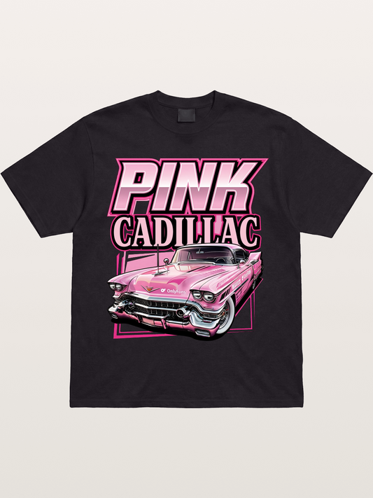 Pink Cadillac Classic Car Art Print Gildan T-shirt